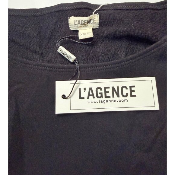 L’AGENCE Kimora Ballet Neck Black Sweatshirt New With Tags Size Small - Picture 15 of 16